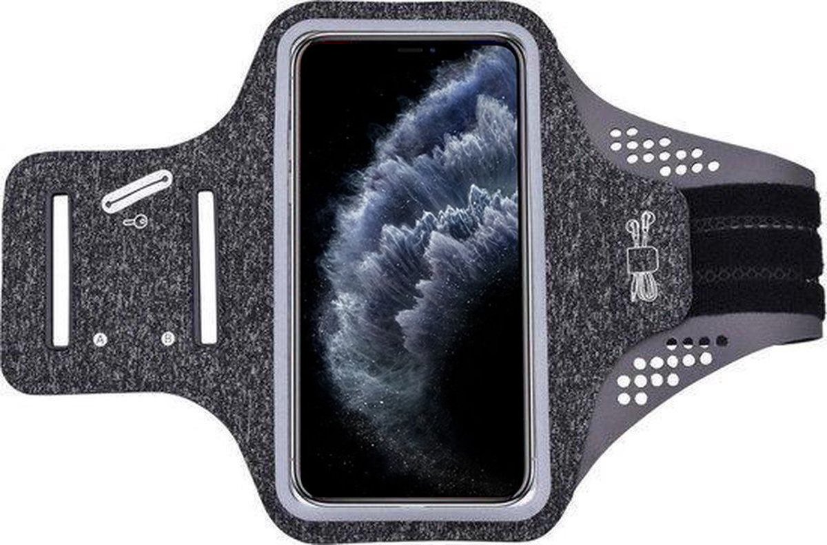 Geschikt voor iPhone 11 Pro hardloop telefoonhouder – armband - sportband - van stof - Zwart