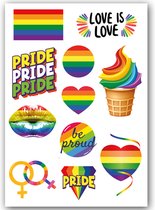 Tijdelijke Tattoo Pride #5 (A5 formaat) [Temporary tattoo volwassenen kinderen - Fake Neptattoo - Festival Glitters - Gay Pride Month LGBTQ Regenboog Rainbow Pride Week]