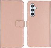 Selencia Hoesje Geschikt voor Samsung Galaxy A54 (5G) Hoesje Met Pasjeshouder - Selencia Echt Lederen Bookcase - roze