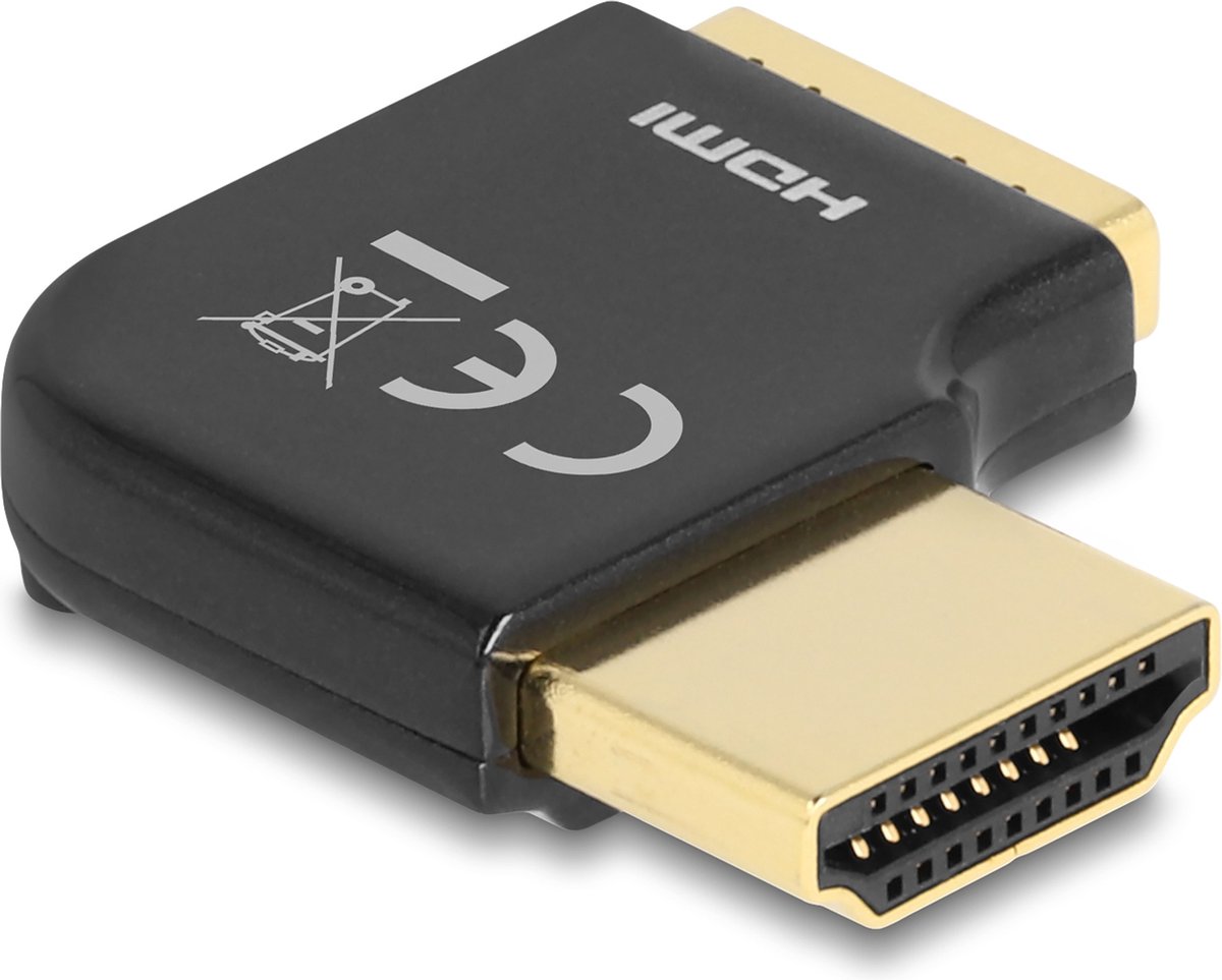 Delock HDMI Adapter male to female 90° right angled 8K 60 Hz metal