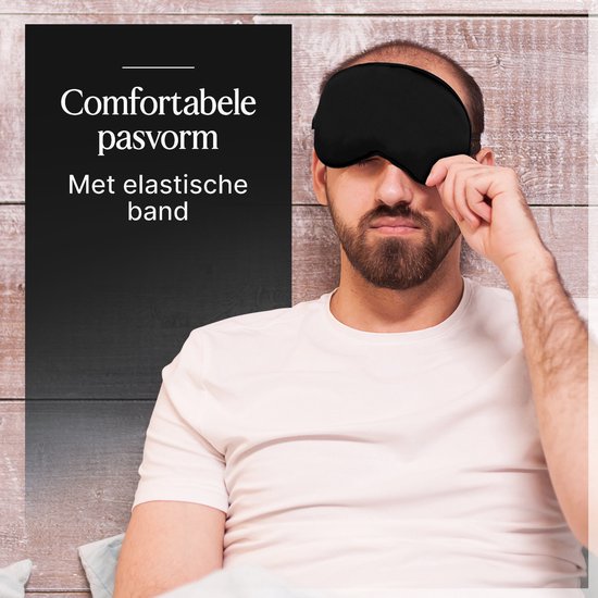 SIMIA™ Premium 19 Momme Moerbei Zijden Slaapmasker – 100% Verduisterend Oogmasker – Zwart