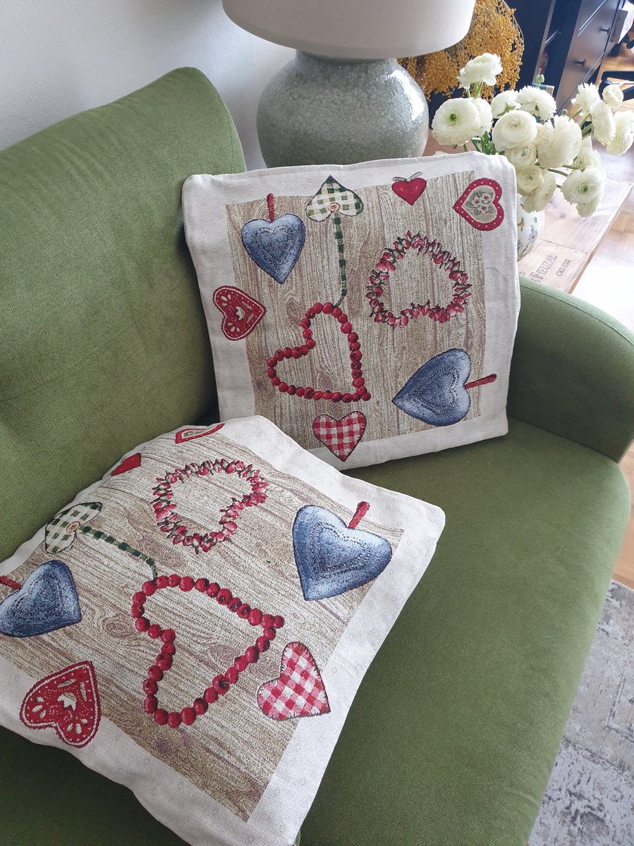 Kussenhoes Gobelinstof My heart met rits 45*45cm