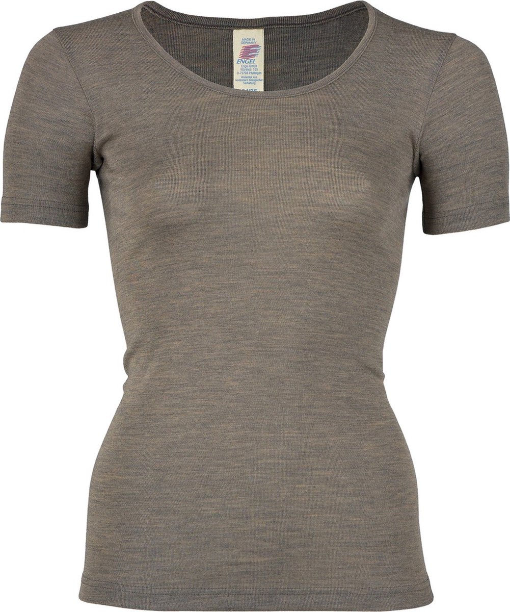 Engel Natur Dames T-shirt Zijde - Merino Wol GOTS walnut 42/44L