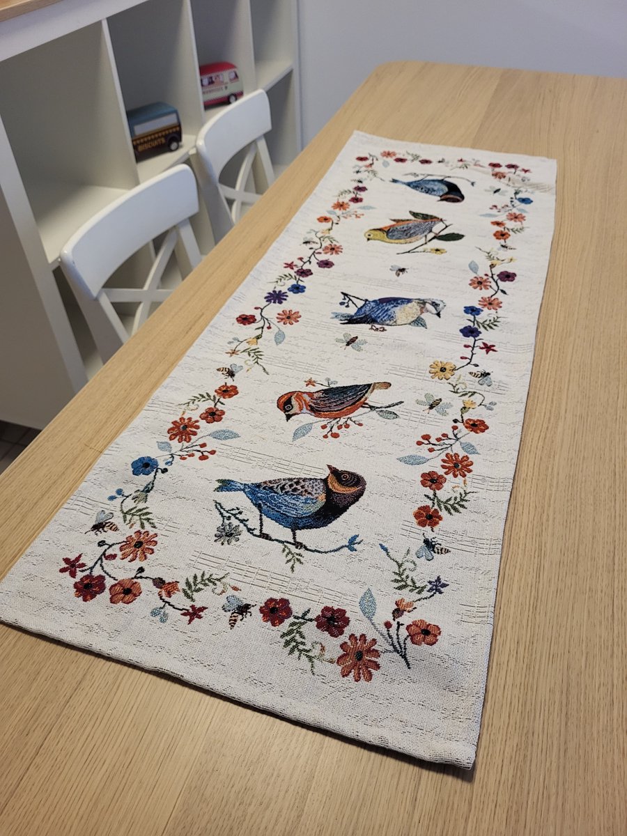 Tafelloper Gobelinstof Vogel 100*40cm