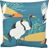 Sierkussen Crane Birds #2 - Outdoor | 45 x 45 cm | Katoen/Polyester