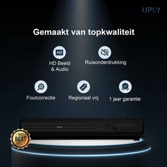 UPLY DVD Speler met HDMI - Full HD - Regiovrij - Inclusief HDMI en  Afstandsbediening -... | bol.com