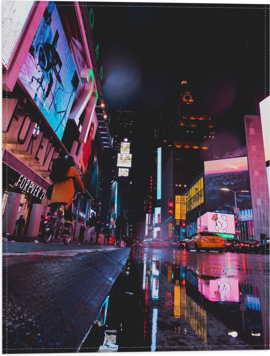 Vlag - Plein Times Square in Nacht - 30x40 cm Foto op Polyester Vlag