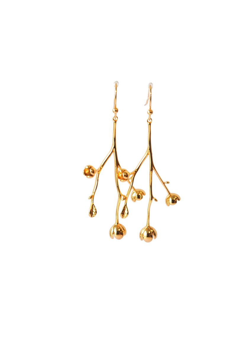 OORBELLEN MET ROZENTAK 14K GOLDPLATED
