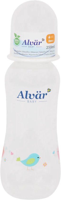 Biberon Alvar - Blauw / Transparent - Plastique - 250 ml - Ø 6 x 19,5 cm -  4m +