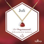 Bixorp Gems Geboortesteen Ketting Juli - Robijn - Zirkona Hanger aan Goudkleurige Ketting - 45 + 5cm - Cadeau voor vrouwen