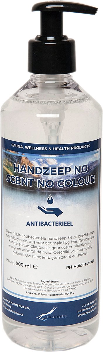 Goedkoopste Handzeep No Scent, No Colour 500 ml - met gratis pompje