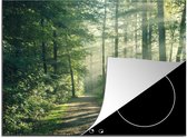 KitchenYeah® Inductie beschermer 70x52 cm - Bos - Pad - Zon - Bomen - Groen - Natuur - Kookplaataccessoires - Afdekplaat voor kookplaat - Inductiebeschermer - Inductiemat - Inductieplaat mat