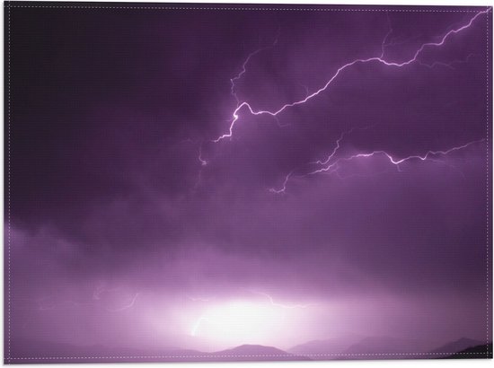 WallClassics - Drapeau - Éclairs dans le ciel violet - Photo 40x30 cm sur drapeau en polyester