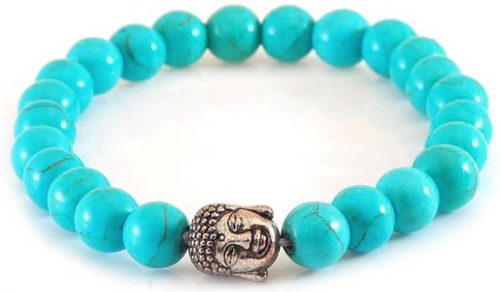 Armband met natuursteen kralen en boedha - Turquoise