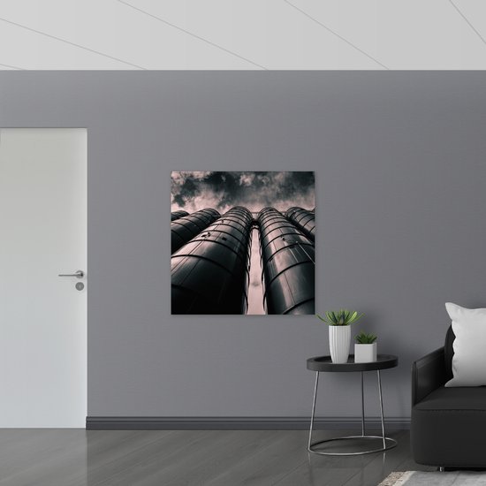 WallClassics - Drapeau - Tours de l'Industrie - 100x100 cm Photo sur Drapeau Polyester