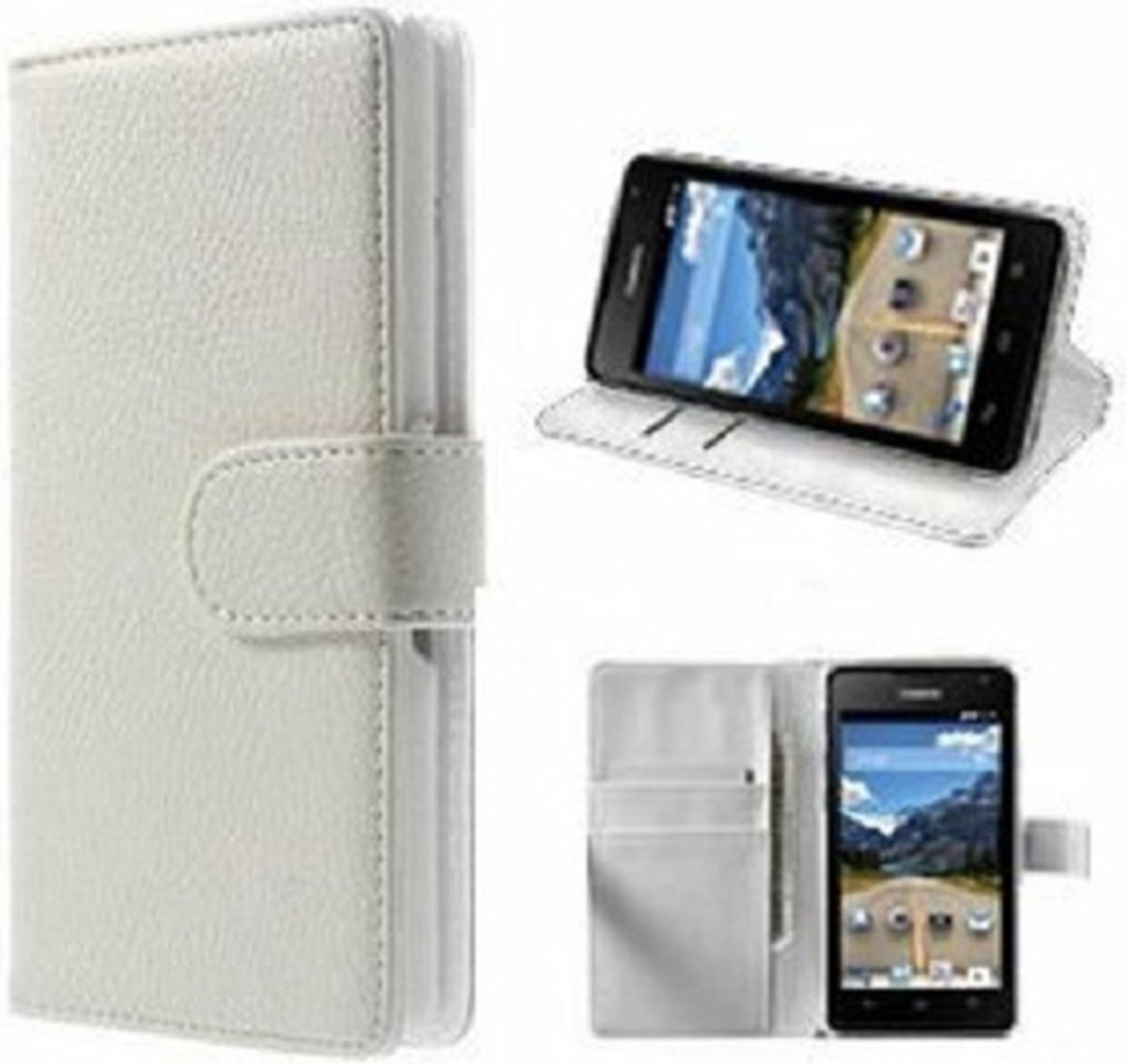 Huawei Y530 Hoesje Met Pasjeshouder Bookcase Wit