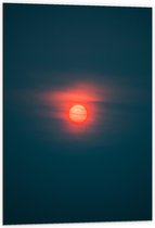 WallClassics - Dibond - Rode Maan achter Wolken - 60x90 cm Foto op Aluminium (Met Ophangsysteem)