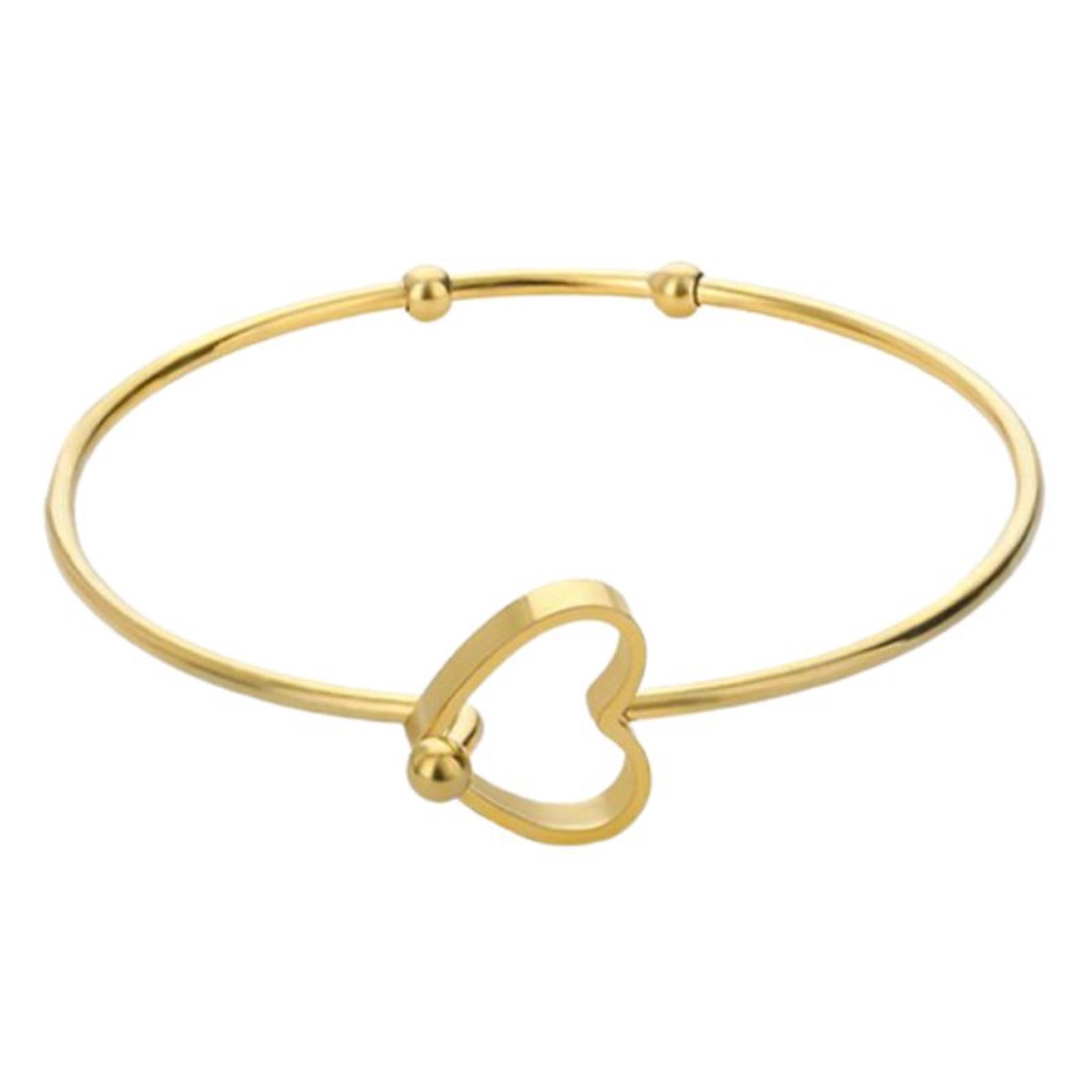 Marama - armband Hart goud - bangle - haaksluiting - damesarmband - liefde