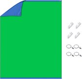 Neewer® - Chromakey Groen/blauw Scherm 2-in-1 Gordijnachtergrond met 4 Haken en 4 Clips voor Video/Fotografie/Gaming/Streaming - 59x78 inch/1,5x2 meter Dubbelzijdige Achtergrond - Polyestervezel