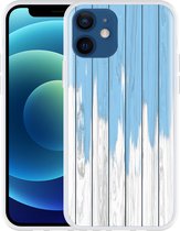 Geschikt voor Apple iPhone 12 Hoesje Dripping blue paint - Designed by Cazy