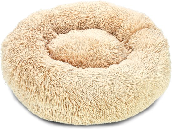 Doxie® Hondenmand – Kattenmand – ⌀ 100 cm – Met Afneembare Hoesje – Gevuld met Extra Pluche – Beige