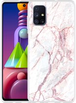 Hoesje Geschikt voor Samsung Galaxy M51 White Pink Marble