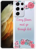 Hoesje Geschikt voor Samsung Galaxy S21 Ultra Every Flower