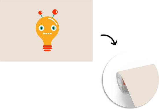Behang kinderkamer - Fotobehang Robot - Gloeilamp - Gezicht - Antenne - Kinderen - Breedte 390 cm x hoogte 260 cm - Kinderbehang