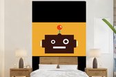 Behang kinderkamer - Fotobehang Robot - Gezicht - Antenne - Geel - Jongens - Kind - Breedte 390 cm x hoogte 260 cm - Kinderbehang