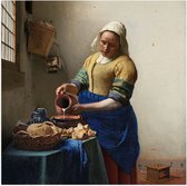 Poster Glanzend – Het melkmeisje, Johannes Vermeer, ca. 1660 - 50x50 cm Foto op Posterpapier met Glanzende Afwerking