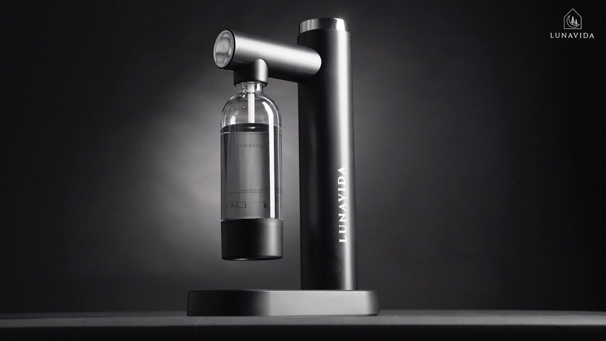 LunaVida Machine à Soda Noir - Appareil à Eau Pétillante Avec Bouteille Réutilisable, Économique Et Écologique
