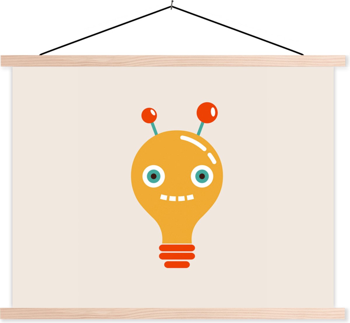 Posterhanger incl. Poster 120x90 cm - Schoolplaat - Robot - Gloeilamp - Gezicht - Antenne