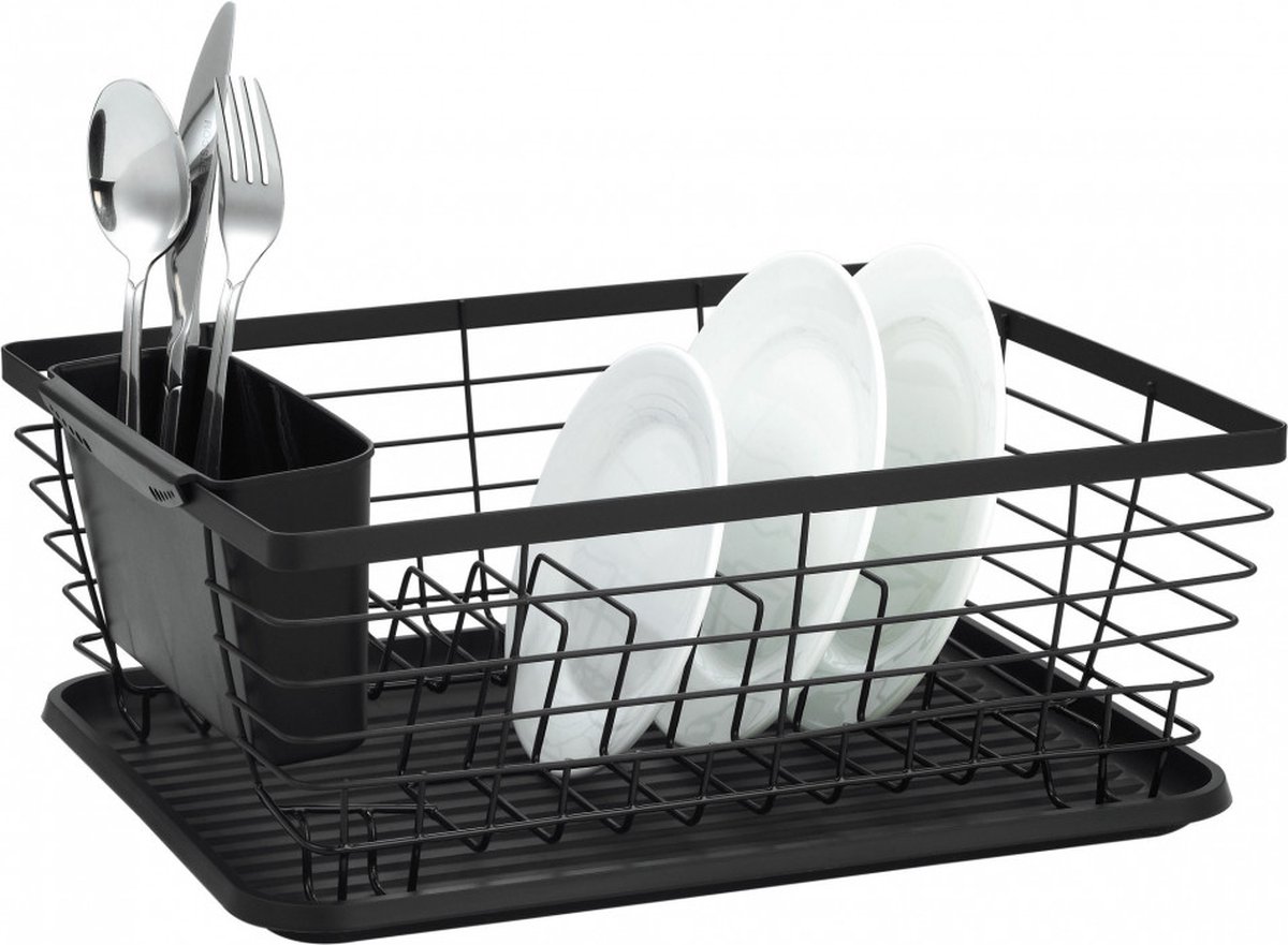 Goedkoopste Kinghoff 1355 - Afdruiprek - staal-kunstof - zwart