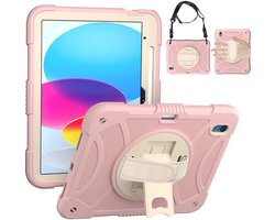 Mobigear SureGrip Tablethoes geschikt voor Apple iPad 10 (2022) Hardcase Backcover + Stylus Houder + Schouderband + Standaard - Roze
