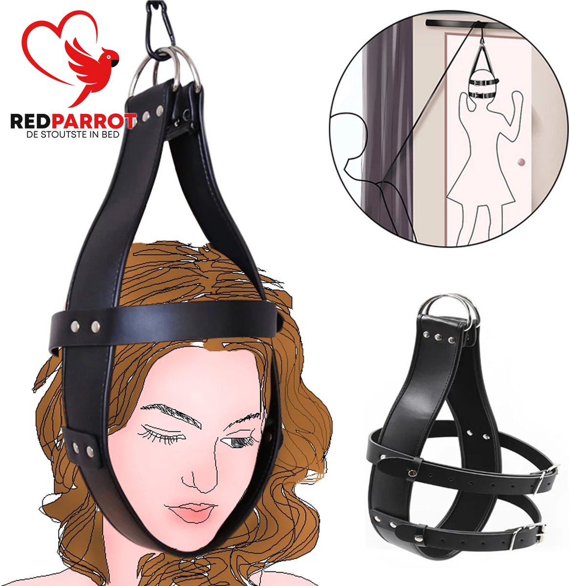 Goedkoopste BDSM Hoofd harnas | Gezichtsbondage | Masker | Harnas | Fetish | Harde SM | Hoge kwaliteit | Stretcher | Rekker | Martelen