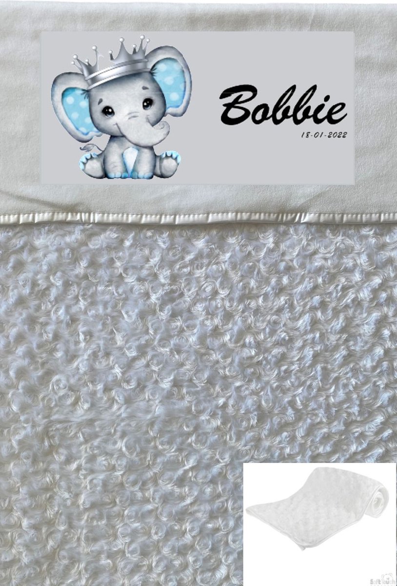Soft Touch Babydeken Wit met naam - Wiegdeken met naam - extra zacht 75 x 100 cm - Gepersonaliseerd - Babydekentje voor ledikant - Jongen - Babydeken voor kinderwagen - Kraamcadeau - Kraamcadeau met naam - deken met naam