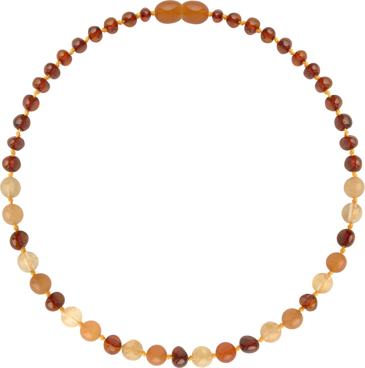 Goedkoopste Amberos Barnsteen Ketting Baby - Originele Baltische barnsteen - Kinderketting - Kraamcadeau - Baby Cadeau - 32 cm - Cognac/Aventurijn