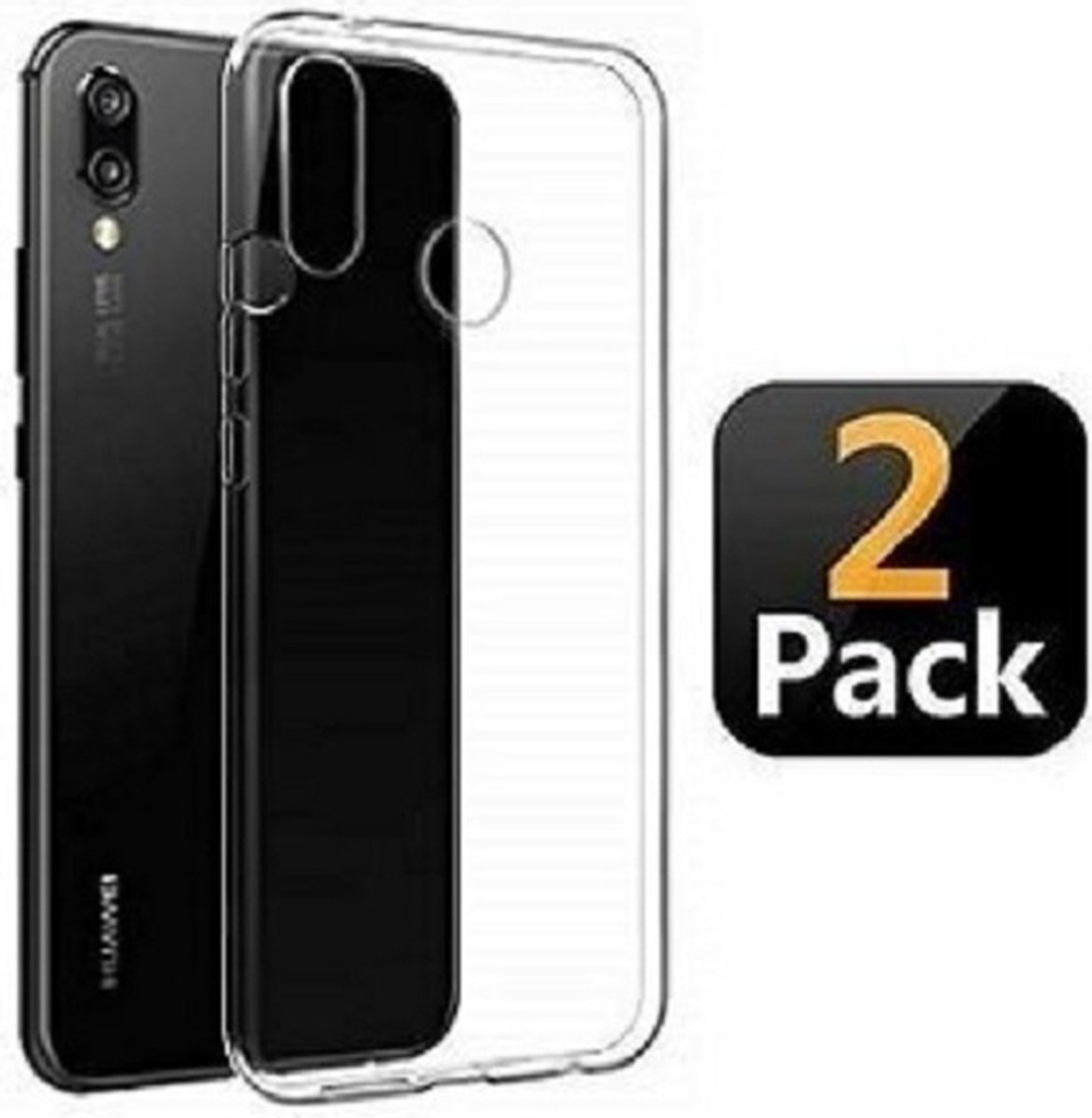 Huawei P20 Lite Hoesje TPU Siliconen Transparant 2x