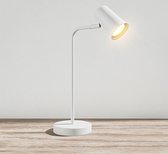 HOFTRONIC - Riga LED Tafellamp Wit - GU10 - Kantelbaar en Draaibaar - Modern - Nachtkastlamp Bureaulamp - 1,75 meter snoer Incl. Snoerdimmer (dimbaar) - 2700K Warm wit licht (H: 421mm)