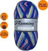 Lammy Yarns - New Running multi (416) sokkenwol - 4 bollen van 50 gram - gemêleerd blauw met spikkel