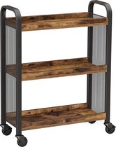 Bol.com MIRA Home - Serveerwagen - Keukentrolley op wieltjes - Metaal/Hout - Zwart/Bruin - 66x26x85 aanbieding