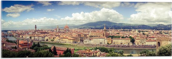 WallClassics - Acrylglas - Uitzicht over Florence - Italië - 90x30 cm Foto op Acrylglas (Wanddecoratie op Acrylaat)
