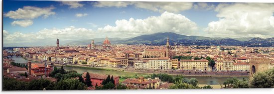 WallClassics - Dibond - Uitzicht over Florence - Italië - 90x30 cm Foto op Aluminium (Met Ophangsysteem)