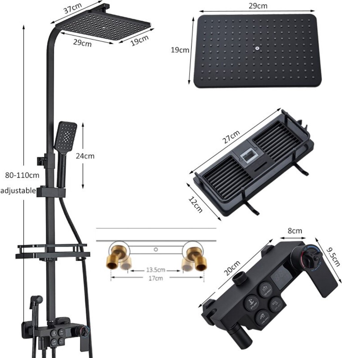 Douchewand Easy Clean Anti Kalk 10 mm 120x200 cm Gun Metal incl Profiel en Stang Douchewand Easy Clean Anti Kalk 10 mm 120x200 cm Gun Metal incl Profiel en Stang