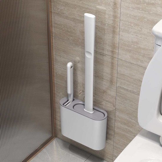 Brosse WC Brosse de Toilette Silicone Brosse Toilettes WC avec Support  Antibactérienne Balayette Suspendu WC Salle
