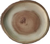 Plateau de service en tranches d'arbre en bois Floz Design - plat plat tranche d'arbre - diamètre entre 23 et 27 cm - commerce équitable