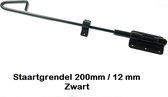 STAARTGRENDEL 200 MM X 12 MM - ZWART - MET SLUITBEUGEL - 20 CM - VARKENSSTAL GRENDEL
