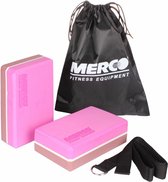 Ensemble de blocs Merco Yoga avec ceinture de yoga et sac de transport pratique - Pink- Marron