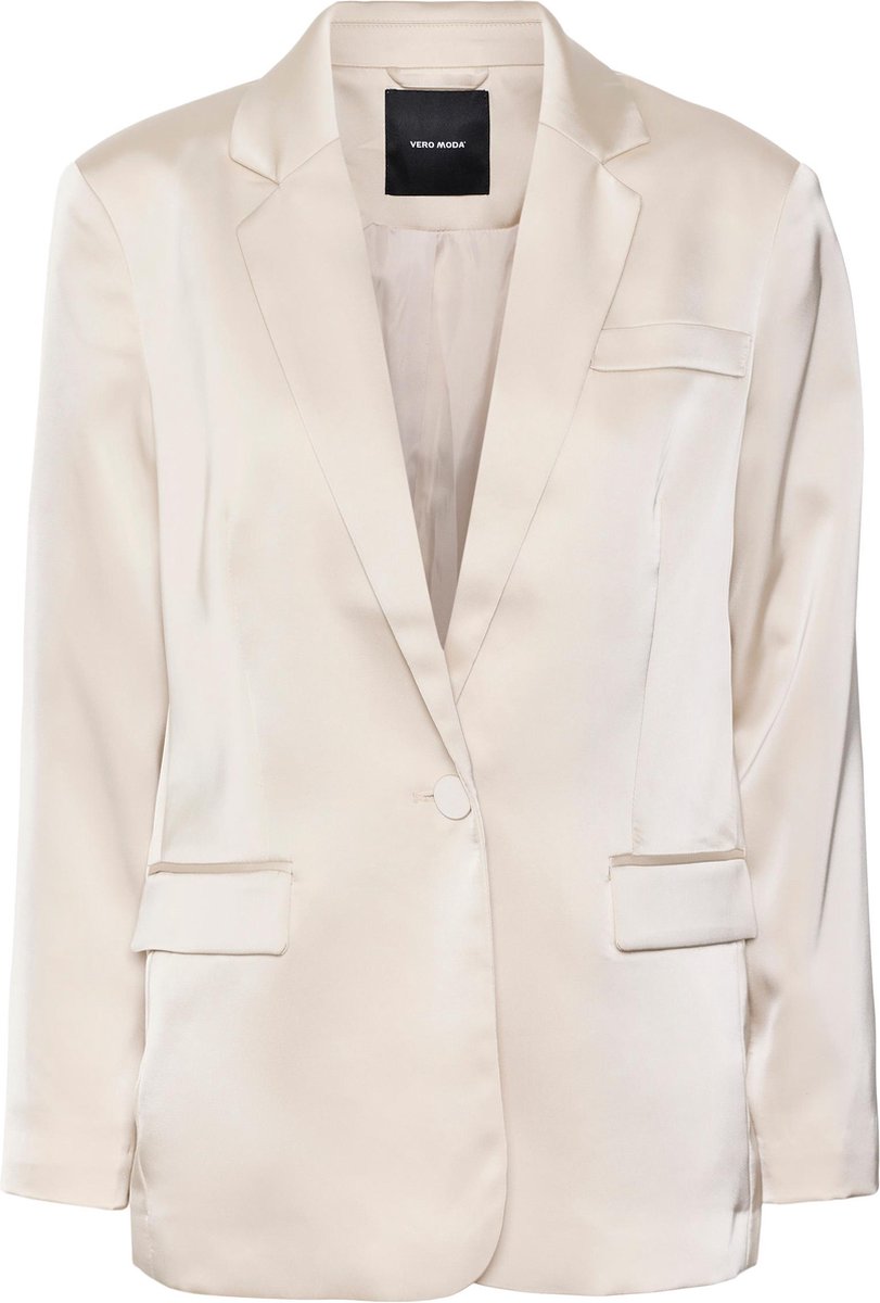 Vero Moda VMLANATROIAN LS SATIN BLAZER Dames Blazer Pumice Stone - Maat M