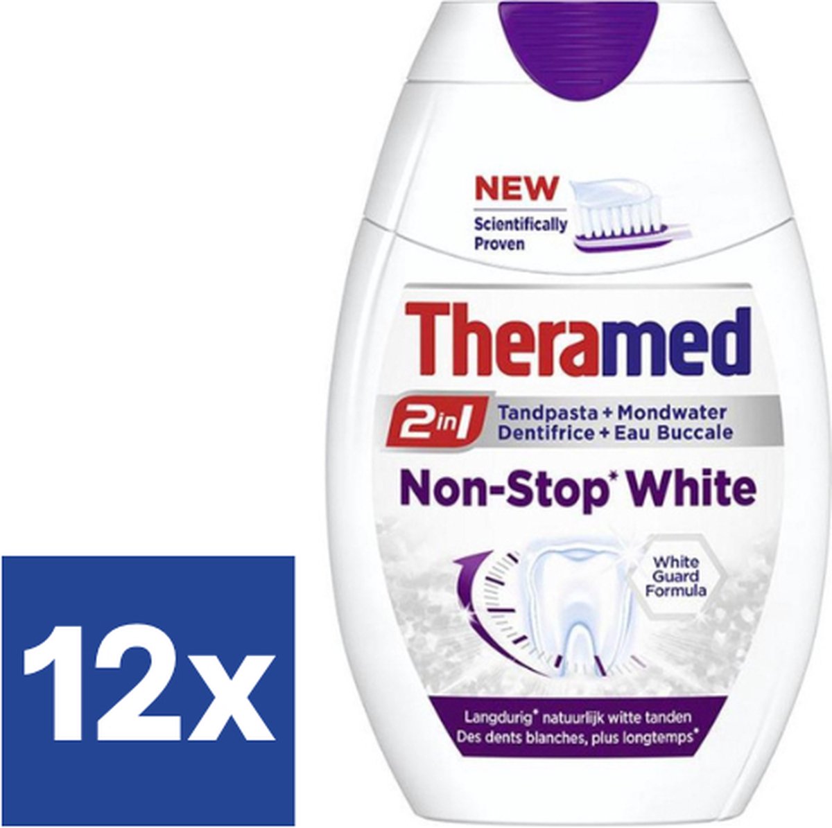 Theramed Tandpasta 2 In 1 Non-Stop White - 12 x 75 ml
